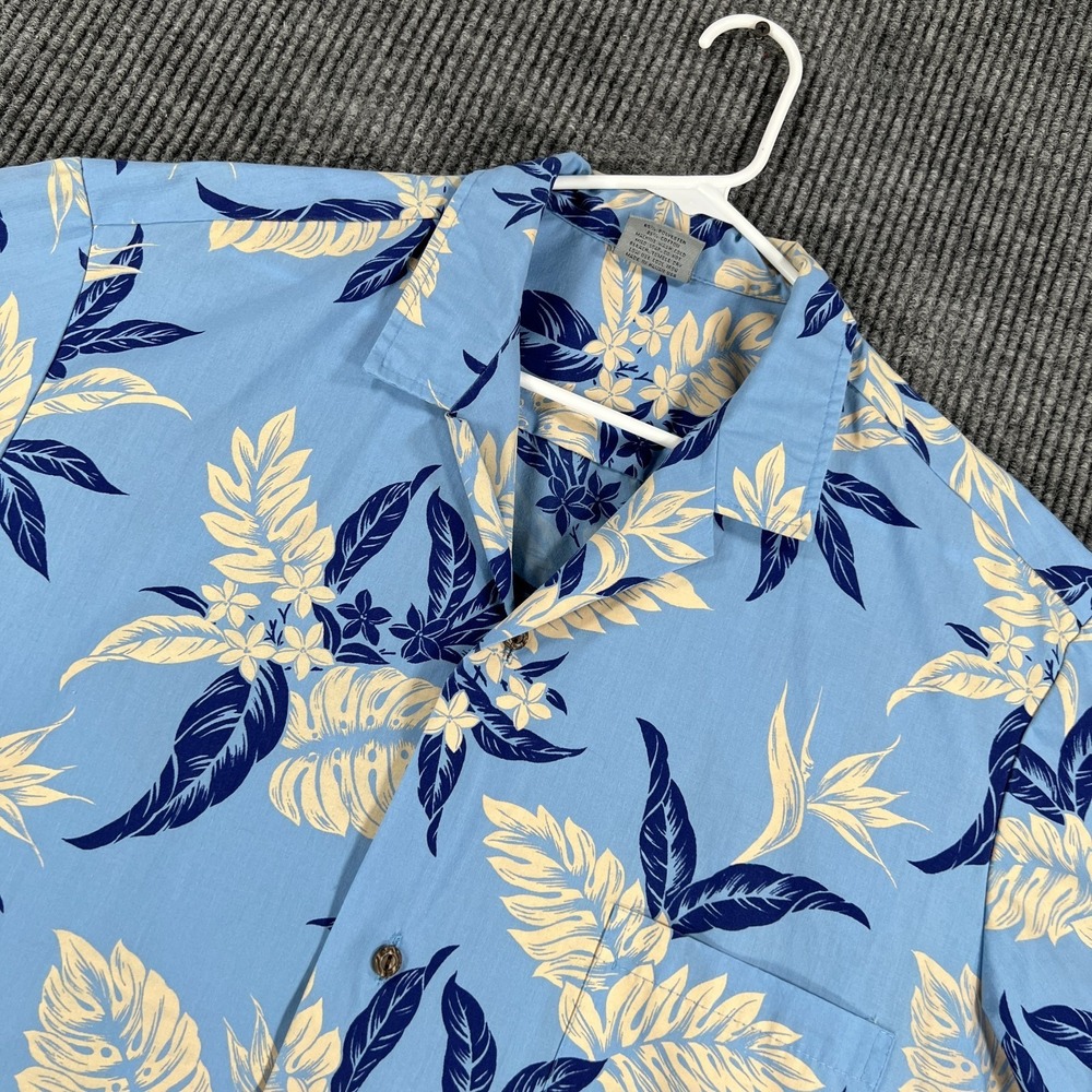 Royal Creations Shirt Mens XL Blue Floral Short Sleeve Hawaiian Button‎ Up USA